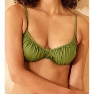 Shade & Shore Women's Shirred Underwire Bikini Top Green Size S